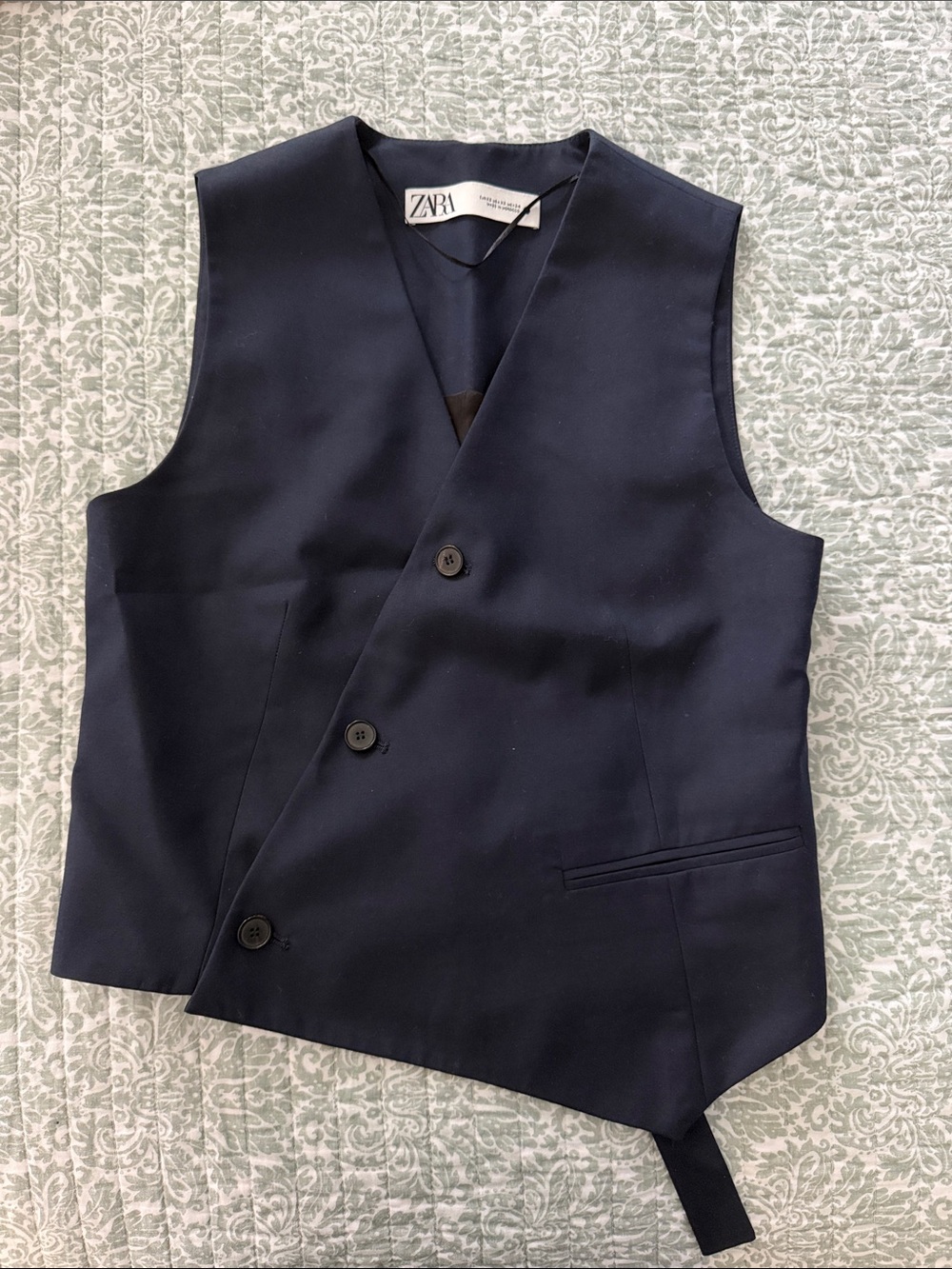 Zara women’s Navy Asymmetrical Double-Breasted Vest